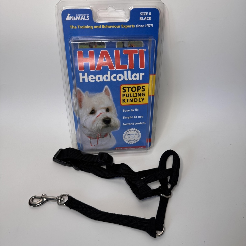 Halti Headcollar Size 0 XXS Black Nylon Dog Head Collar Stops Pulling Kindly